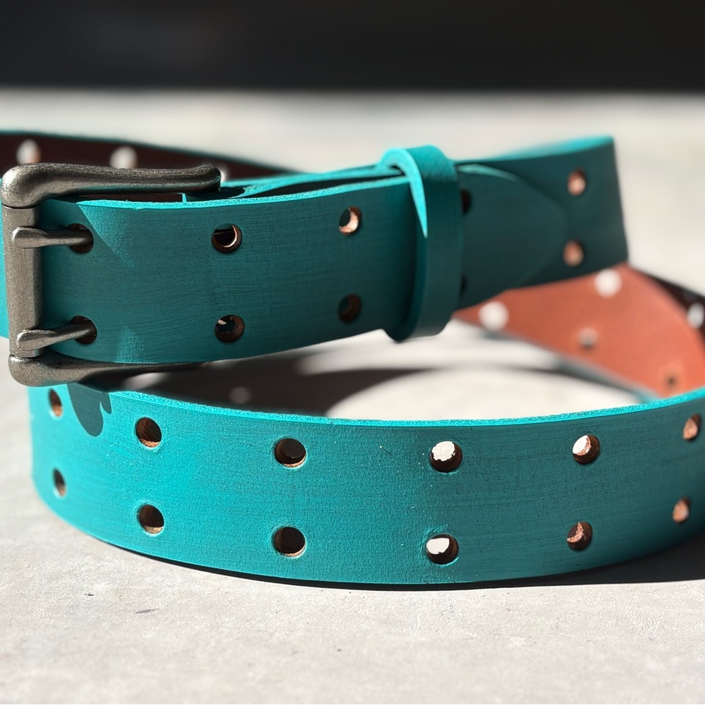 Chic Turquoise Perforated Belt